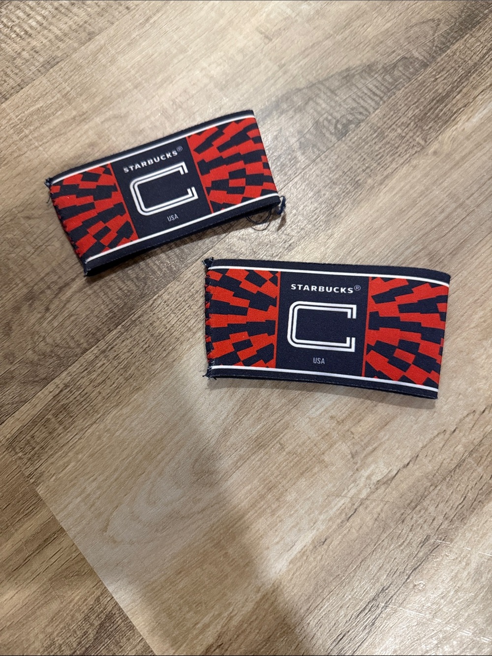 Starbucks Red and Black Geometric Can World Cup Team USA Sleeves - Pair